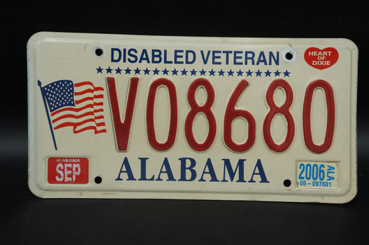 2006 DISABLED VETERAN Alabama Flag License Plate