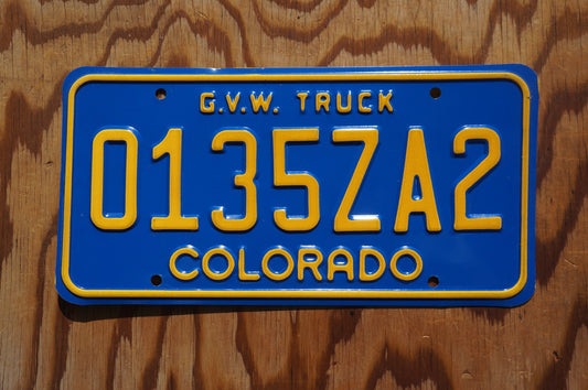 Mint Colorado GVW TRUCK Blue Vintage License Plate