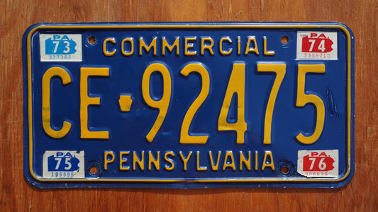 1973 1974 1975 1976 Pennsylvania Blue Vintage License Plate