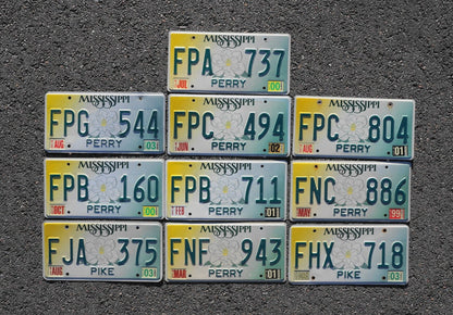 Mississippi Magnolia License Plates - Lot of 10 Graphic Tags