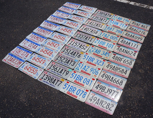 Lot of 50 Alabama License Plates: Expired Graphic Tag Plates