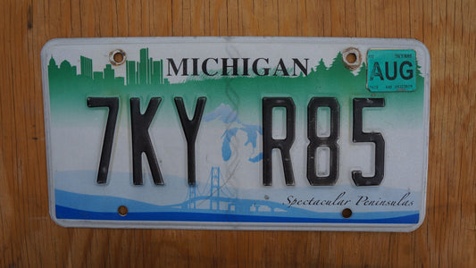 One or More  - Michigan The Mackinac Bridge Graphic License Plate - SPECTACULAR PENINSULAS