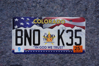 Colorado In GOD WE TRUST Graphic Flag License Plate