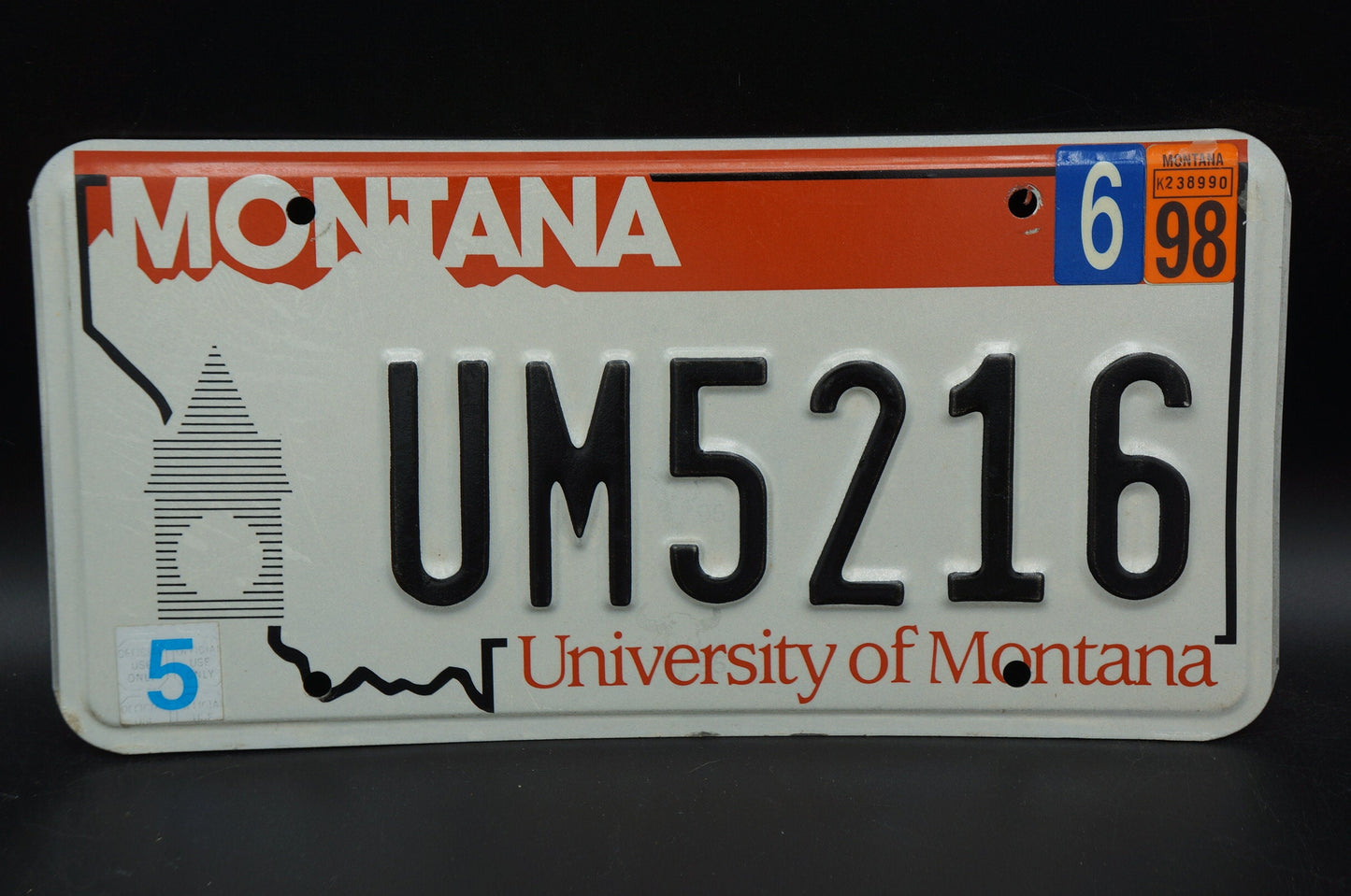 1998 Montana License Plate University of Montana