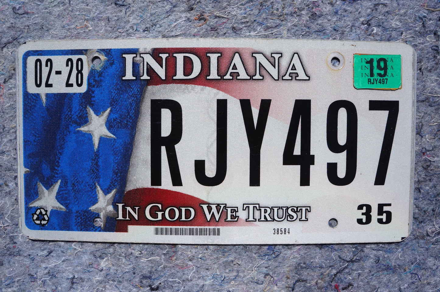 2019 Indiana In God We Trust Flag Graphic License Plate