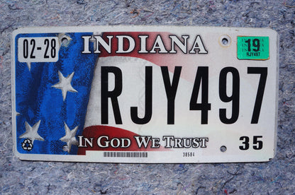 2019 Indiana In God We Trust Flag Graphic License Plate