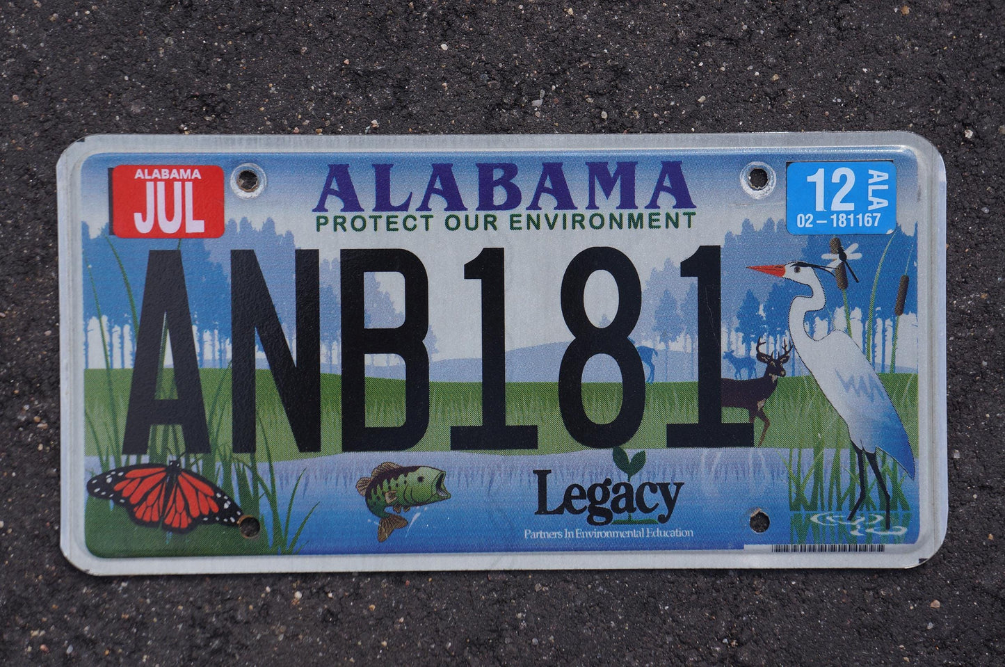 2012 Alabama PROTECT OUR ENVIRONMENT Graphic License Plate - fish bird pond deer butterfly