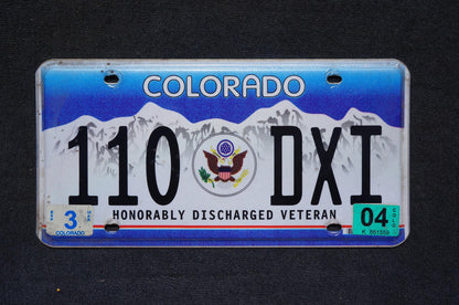 2004 Colorado HONORABLY DISCHARGED VETERAN Eagle Blue License Plate