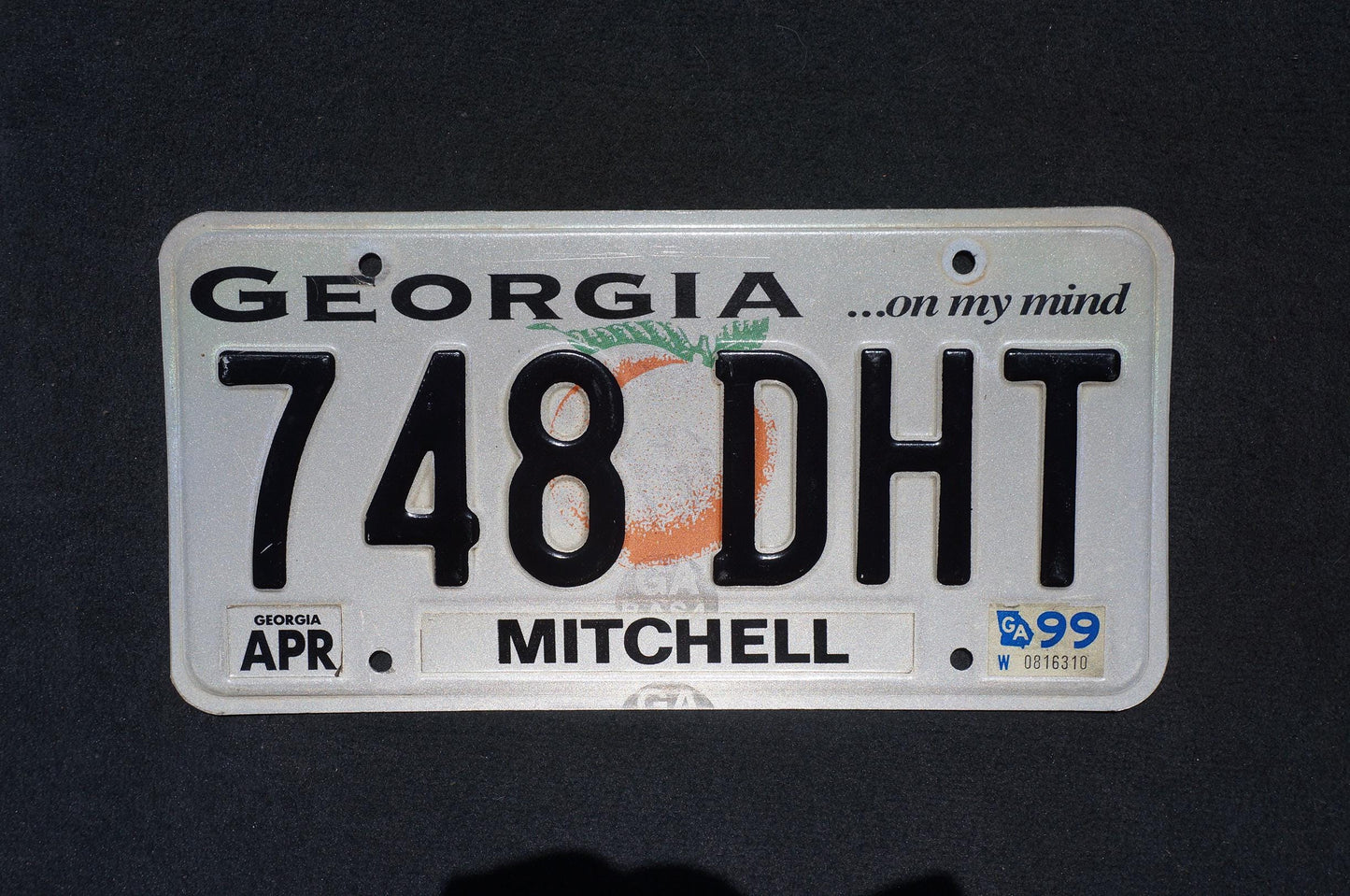 1999 Georgia On My Mind Peach License Plate Mitchell County