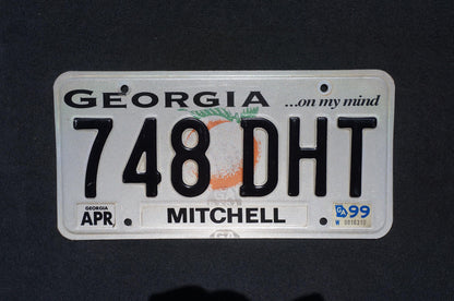 1999 Georgia On My Mind Peach License Plate Mitchell County