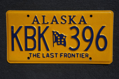 Alaska Yellow Flag License Plate - The Last Frontier