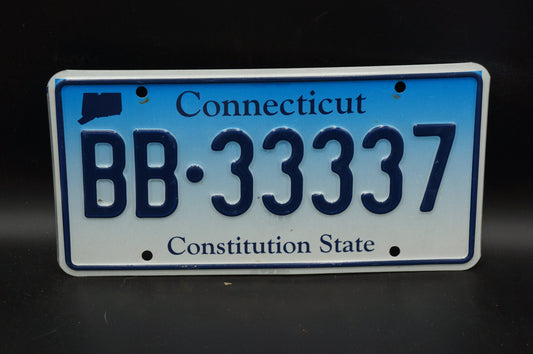 Connecticut Blue License Plate - Constitution State # BB - 33337