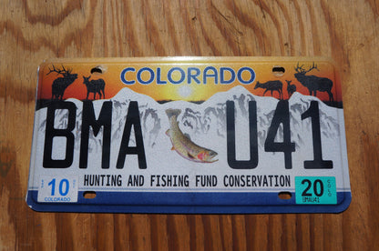 2020 Colorado HUNTING & FISHING Fund Conservation License Plate - Fish Elk Deer