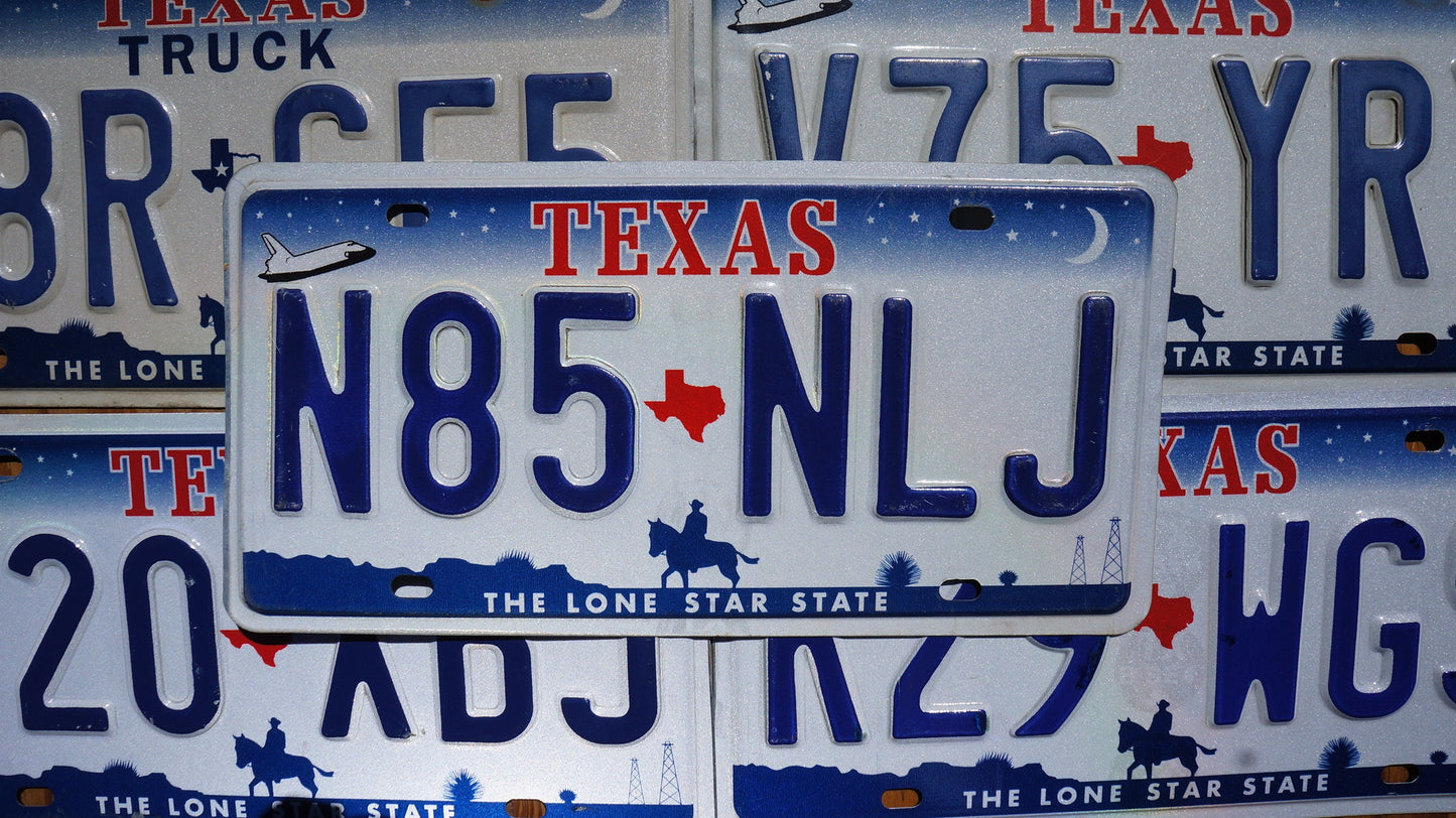TEXAS SPACE SHUTTLE Embossed License Plate Tags - Stars Moon Cowboy