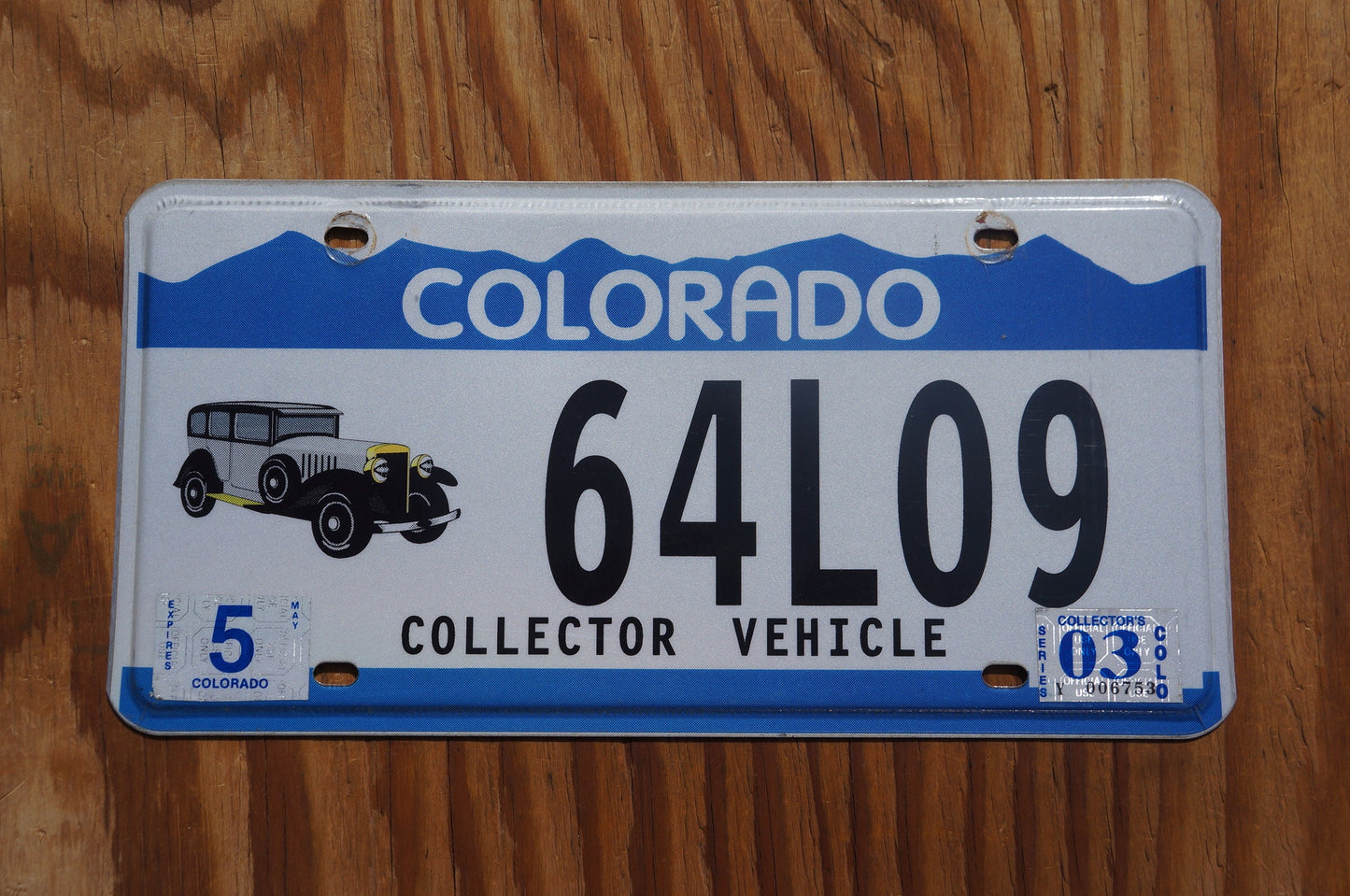 2003 Colorado COLLECTOR VEHICLE Blue License Plate Antique Car