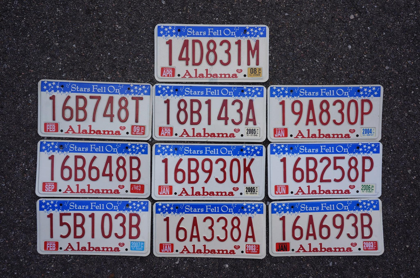 Lot of 10 'Stars Fell On Alabama' License Plates