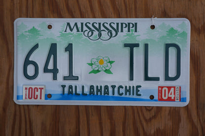 Mississippi MAGNOLIA Flower Green Graphic License Plate Tags GOOD Condition