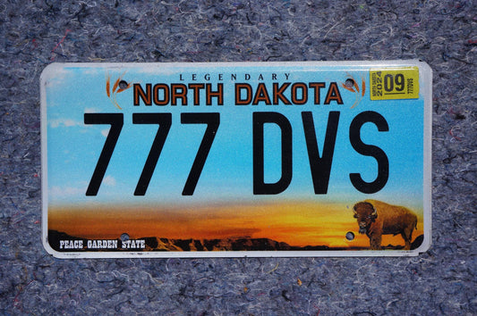 2024 North Dakota Blue License Plate Buffalo # 777 DVS