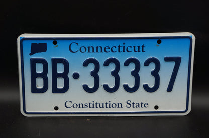 Connecticut Blue License Plate - Constitution State # BB - 33337