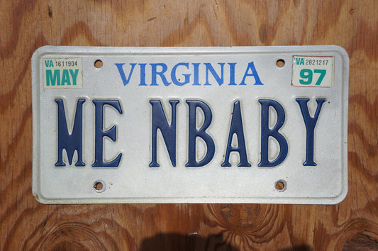 1997 Virginia Me And BABY Vanity License Plate # ME NBABY