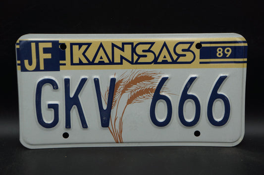 1989 Kansas WHEAT Vintage License Plate # GKV 666