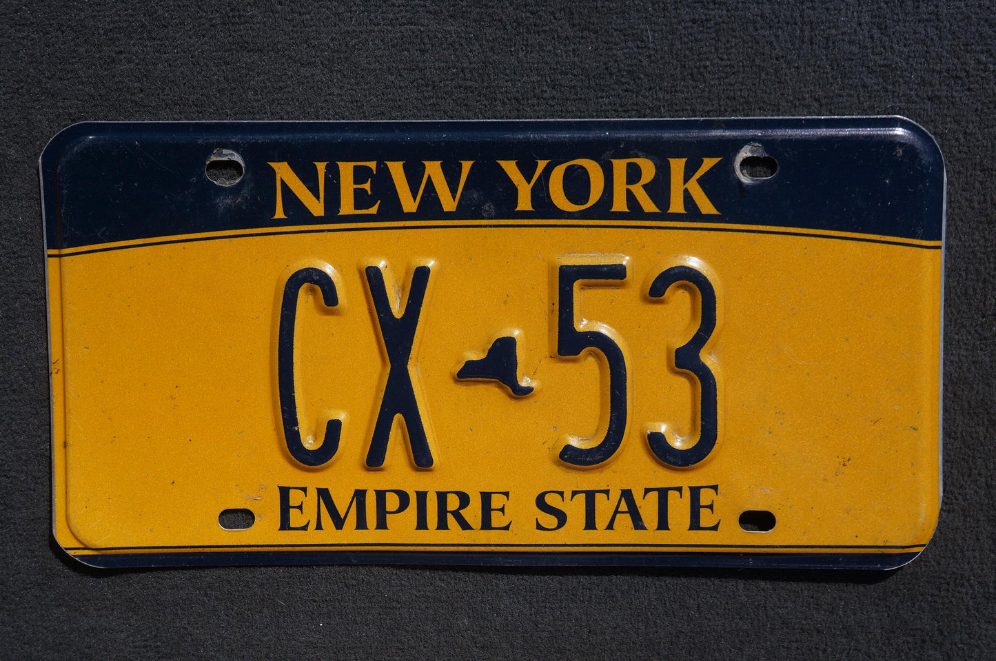New York Yellow Empire State License Plate # CX - 53