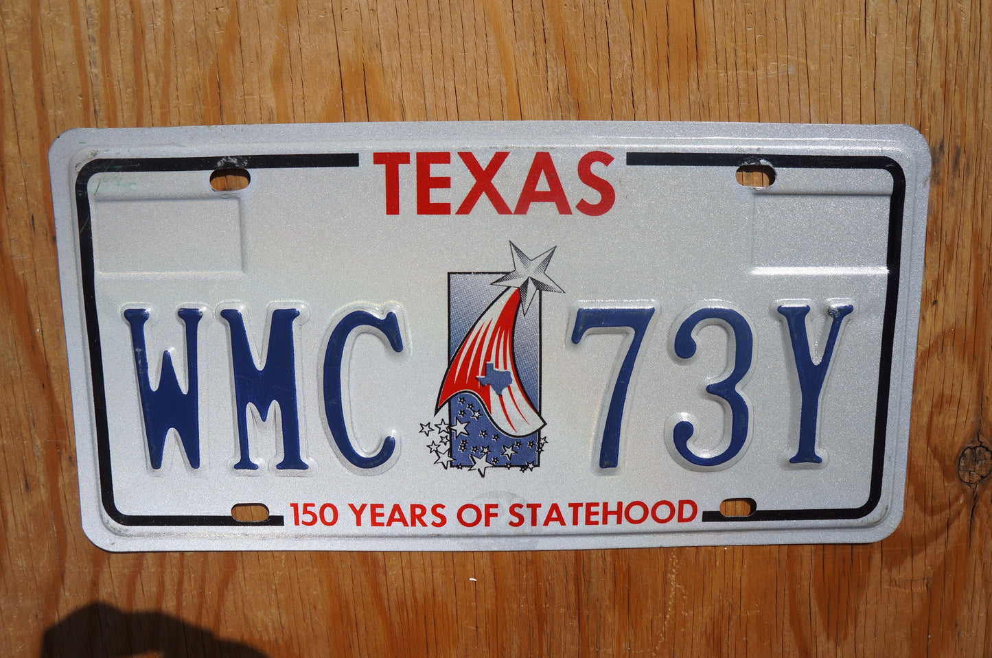 Texas Star Flag Embossed License Plate - 150 Years Of Statehood