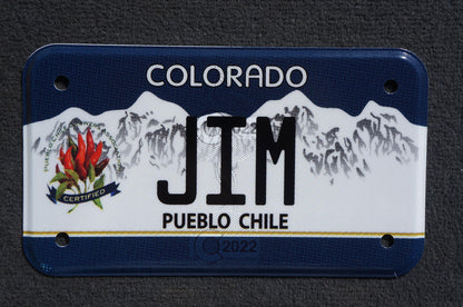 2022 Colorado JIM MOTORCYCLE Pueblo Chile Blue Vanity License Plate