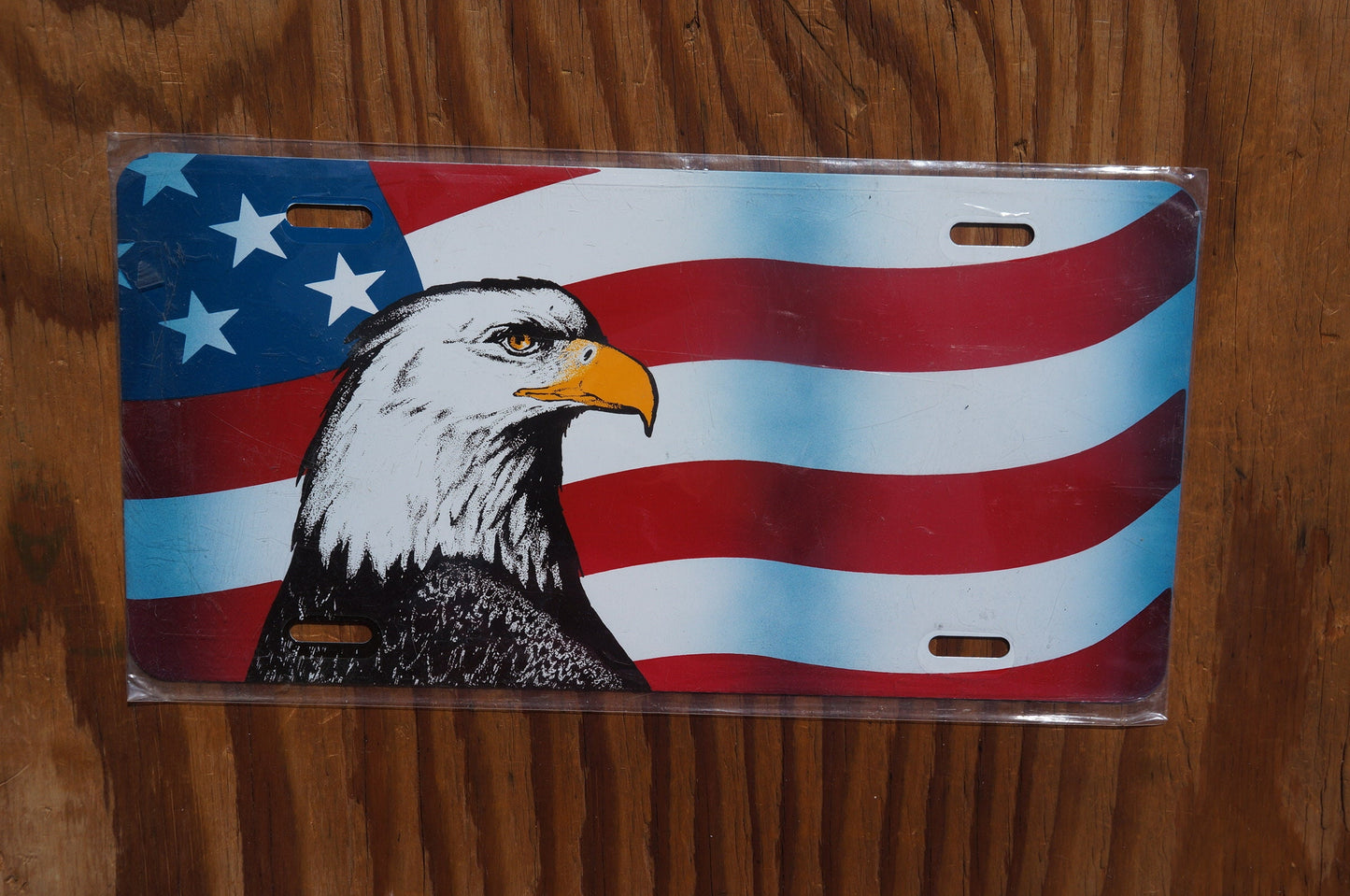Vintage Front License Plate AMERICAN FLAG EAGLE