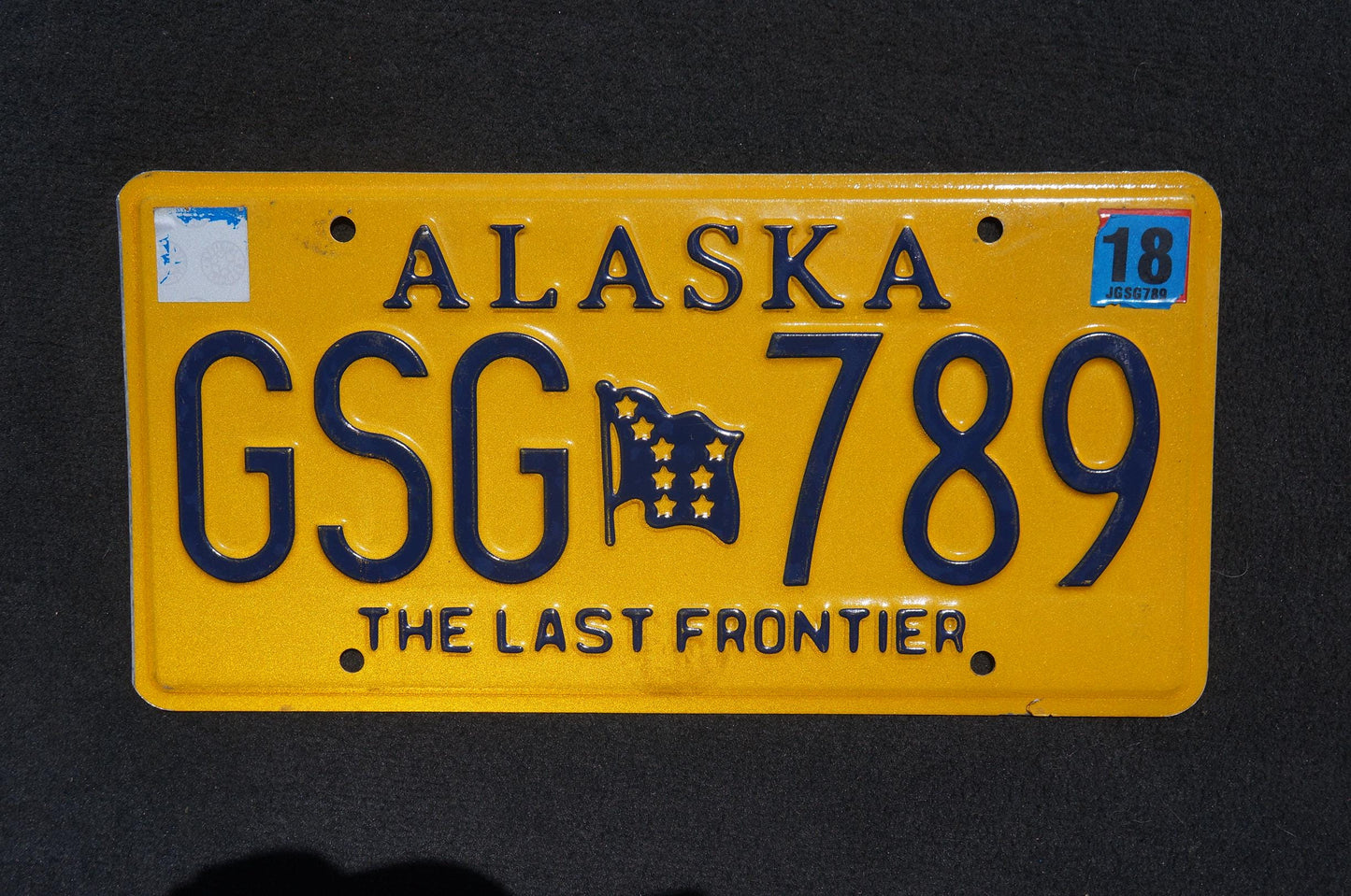 2018 Alaska Yellow Flag License Plate - The Last Frontier # GSG 789