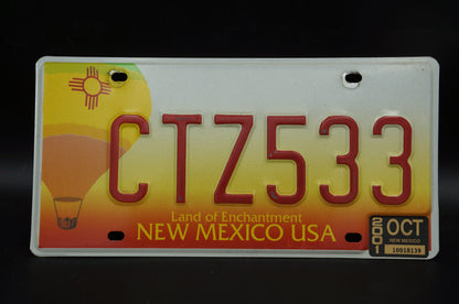 2001 New Mexico Orange Hot Air Balloon License Plate