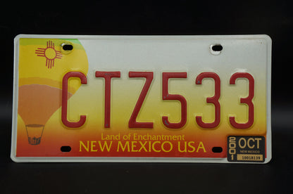 2001 New Mexico Orange Hot Air Balloon License Plate