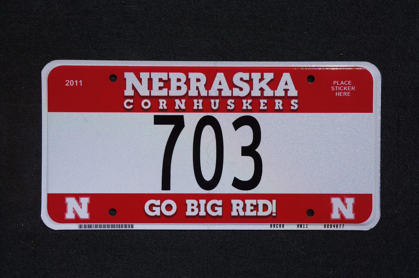 Nebraska CORNHUSKERS License Plate # 703 Go Big Red!