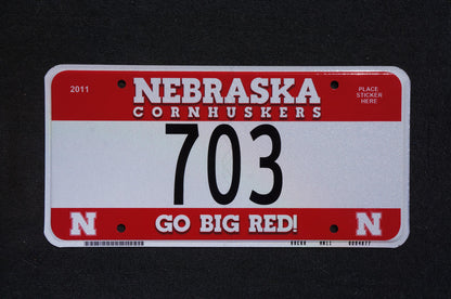 Nebraska CORNHUSKERS License Plate # 703 Go Big Red!
