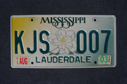 Mississippi Large Magnolia License Plate - KJS 007