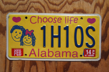 2014 Alabama License Plate CHOOSE LIFE - Kids Children Yellow Graphic