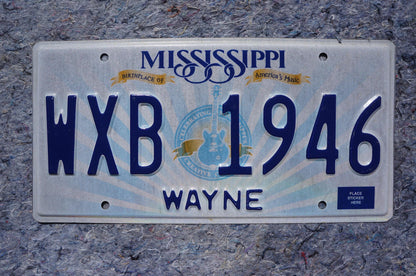 2004 Mississippi Embossed Guitar License Plate # WXB 1946