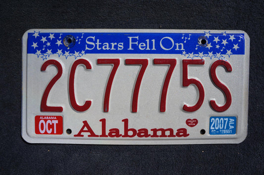 2007 Alabama Stars Fell On Alabama License Plate # 2C7775S