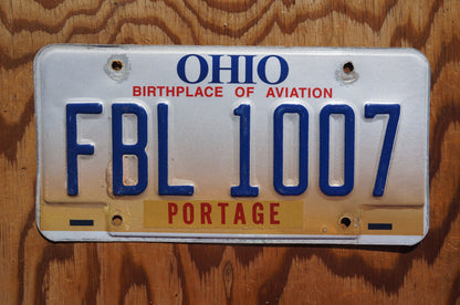 Ohio Portage County Vintage License Plate # FBL 1007