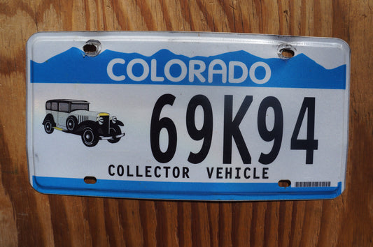 2000s Colorado COLLECTOR VEHICLE Blue License Plate Antique Car