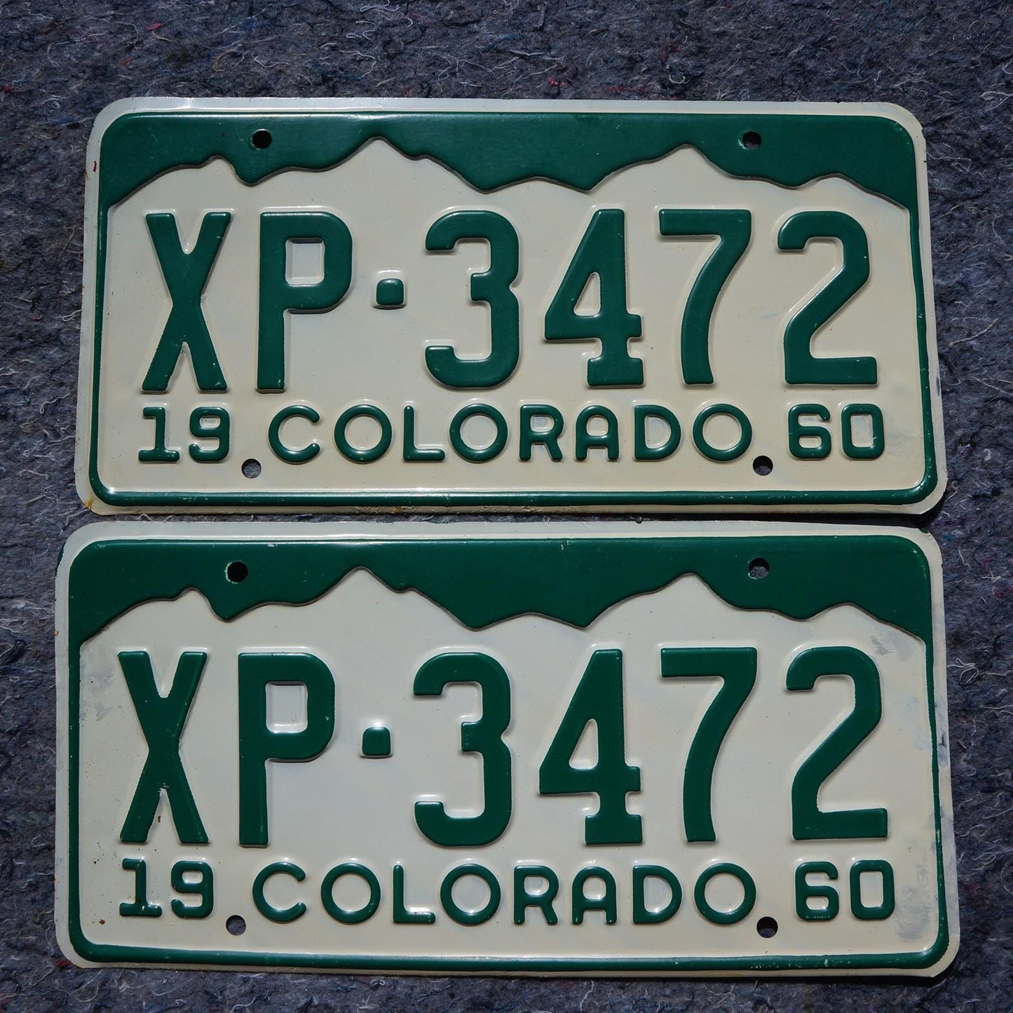 1960 Colorado Green License Plate PAIR / SET