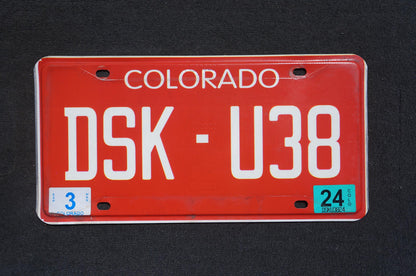 2024 Colorado NEW DESIGN Historic Red Flat License Plate # DSK - U38