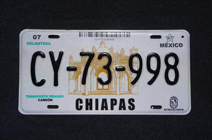 2007 Graphic CHIAPAS Mexico License Plate