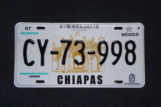 2007 Graphic CHIAPAS Mexico License Plate