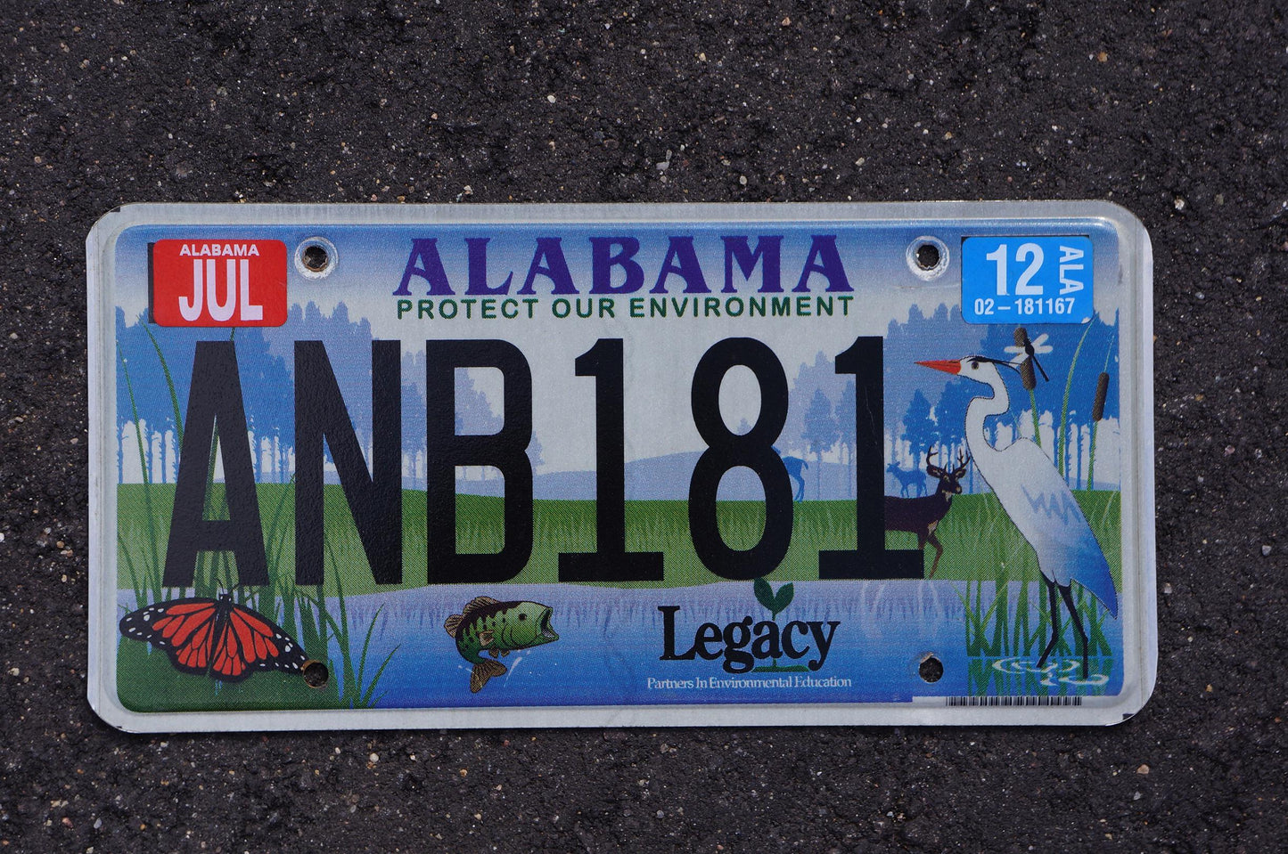2012 Alabama PROTECT OUR ENVIRONMENT Graphic License Plate - fish bird pond deer butterfly