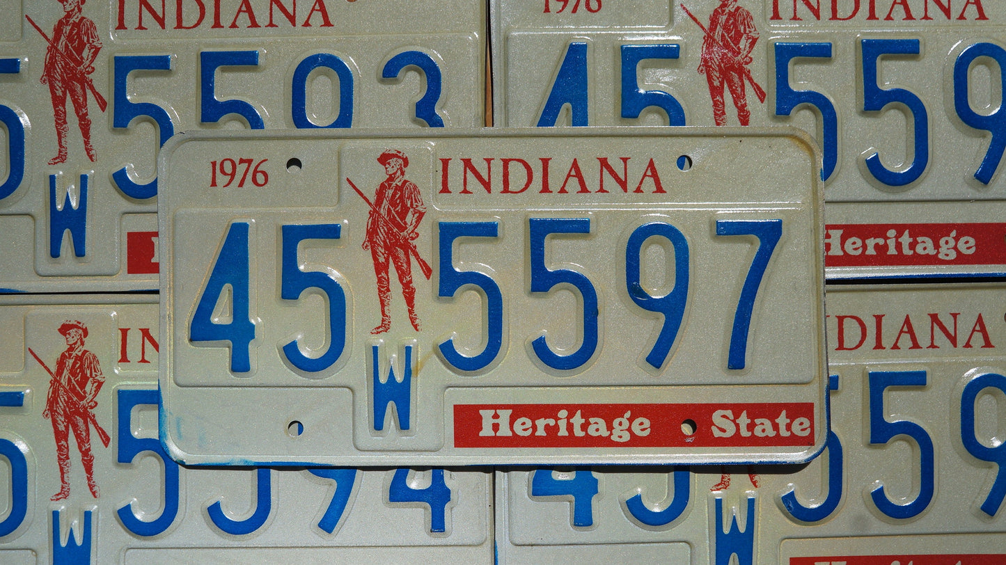 1976 Indiana Bicentennial License Plate: Minuteman Soldier Heritage