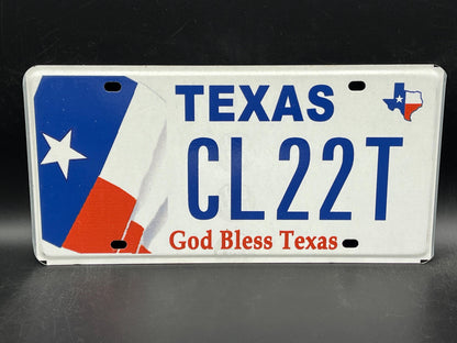 One or More - TEXAS God Bless Texas Flag Graphic License Plate