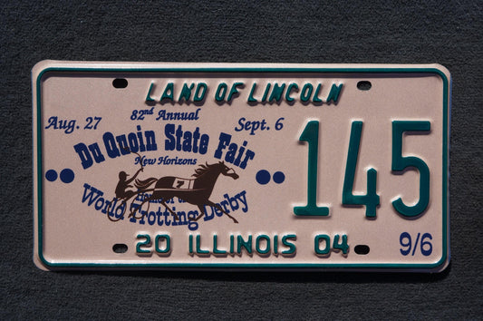2004 Illinois du quoin state fair Convention License Plate # 145 Horse Trot