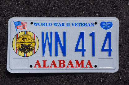 Alabama WORLD WAR II Veteran License Plate -