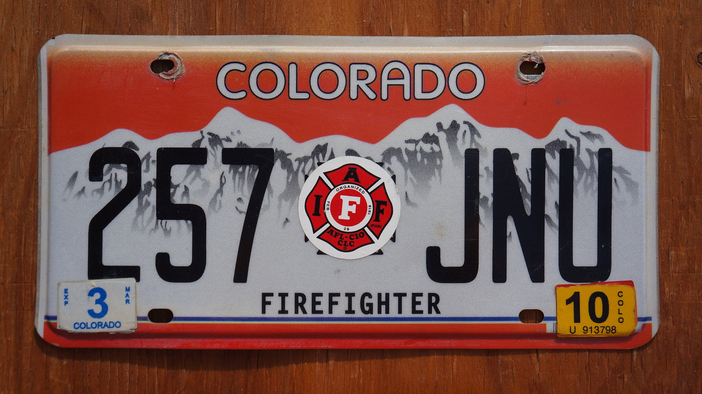 2010 Colorado Red Firefighter Fire Hazmat EMS Rescue License Plate
